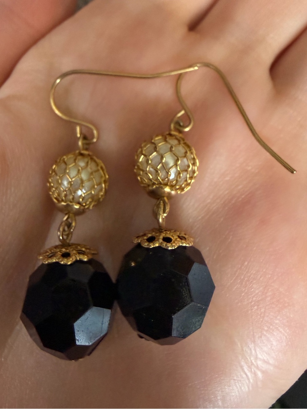 2/$20 Gold and Black Faceted Drop Earrings